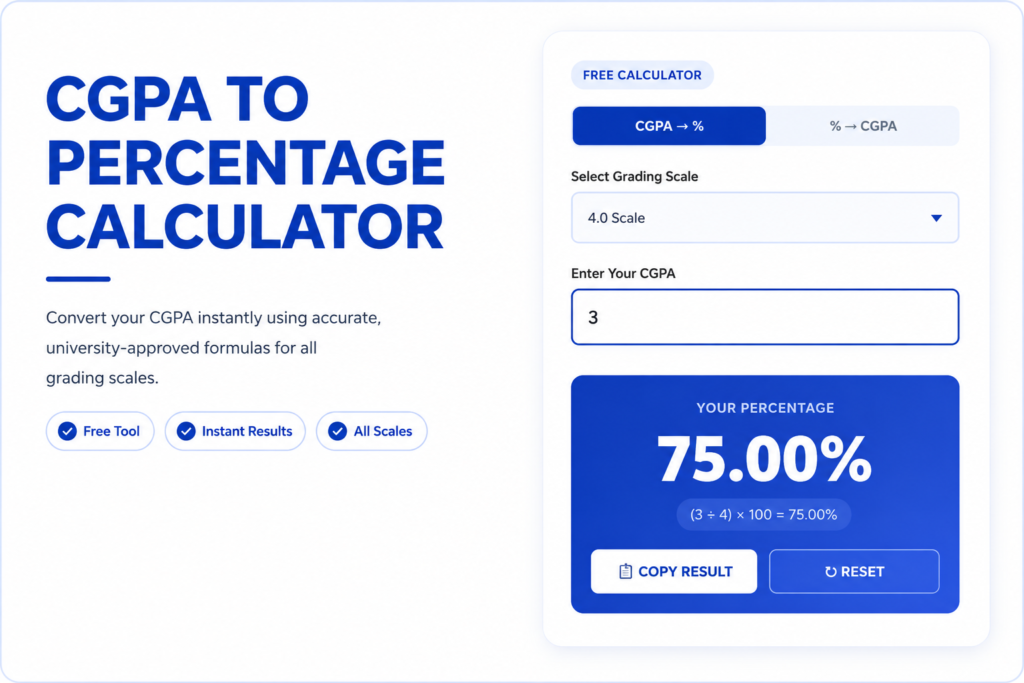 CGPA TO PERCENTAGE TOOL